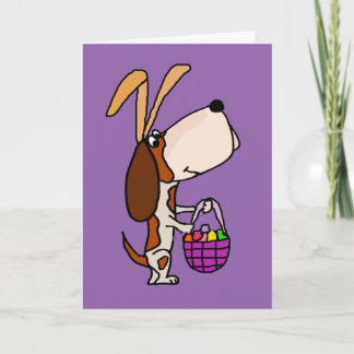 Cartes Pour Fêtes Annuelles Drôle Basset Hound Dog Lapin de Pâques