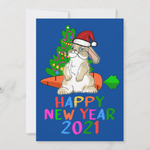 Cartes Pour Fêtes Annuelles Drôle Bunny Bonne année 2021