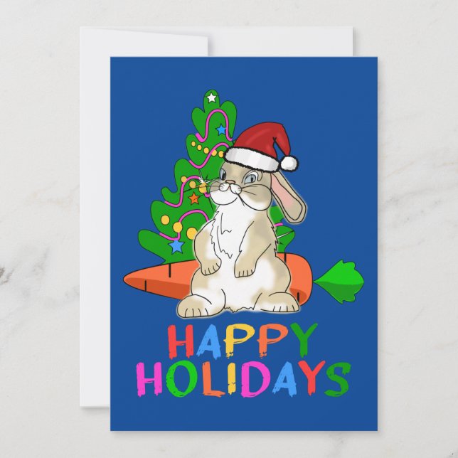 Cartes Pour Fêtes Annuelles Drôle Bunny Joyeux Vacances (Devant)