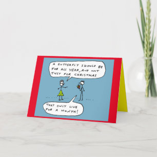 Cartes Pour Fêtes Annuelles Drôle Caricature papillon de Noël