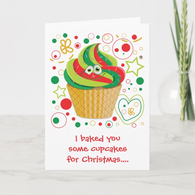 Cartes Pour Fêtes Annuelles Drôle Cartoon Cupcake Noël Noël Noël Noël Noël Noë (Devant)