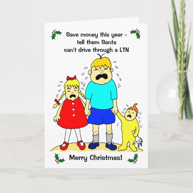 Cartes Pour Fêtes Annuelles Drôle Cartoon Londres Zone d'émissions Green Xmas (Devant)