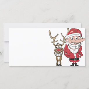 Cartes Pour Fêtes Annuelles Drôle Cartoon Père Noël et Rudolph