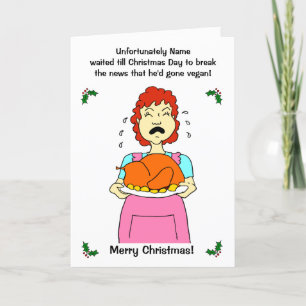 Cartes Pour Fêtes Annuelles Drôle Cartoon Vegan Turquie maman Noël