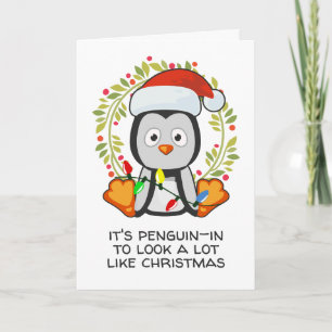 Cartes Pour Fêtes Annuelles Drôle Chanson de Noël Pun Penguin