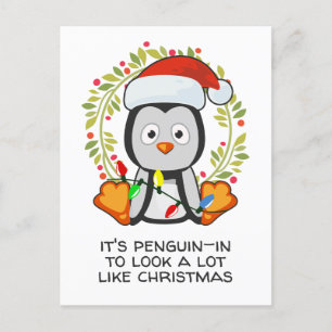 Cartes Pour Fêtes Annuelles Drôle Chanson de Noël Pun Penguin