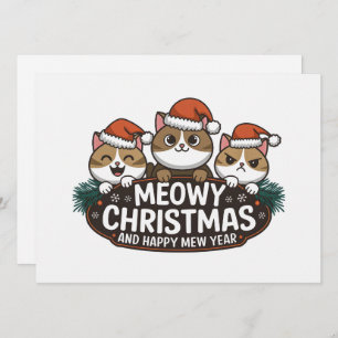 Cartes Pour Fêtes Annuelles Drôle chat mâle de noël en casquette de noël