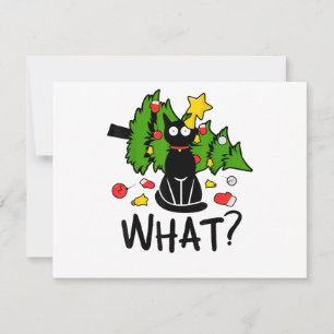 Cartes Pour Fêtes Annuelles Drôle Chat Noir Arbre de Noël Joyeux Santa Humour