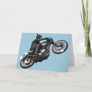 Cartes Pour Fêtes Annuelles drôle chat vintage moto