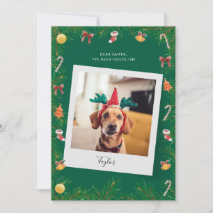 Cartes Pour Fêtes Annuelles Drôle Cher Père Noël Nice Liste Chien Photo Noël