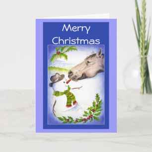 Cartes Pour Fêtes Annuelles Drôle Cheval de Noël & Humour de Snowman
