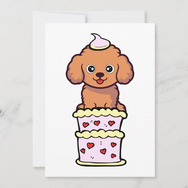 Cartes Pour Fêtes Annuelles Drôle chien brun sautant d'un gâteau (Devant)