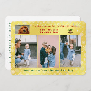 Cartes Pour Fêtes Annuelles Drôle Chien Chat 4 Photos Minimaliste Élégant Or