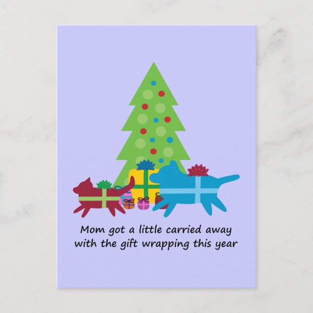 Cartes Pour Fêtes Annuelles Drôle Chien et Chat cadeaux de Noël (Devant)