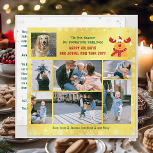Cartes Pour Fêtes Annuelles Drôle Chien et Rudolph Joyeux Vacances Golden 7 Ph