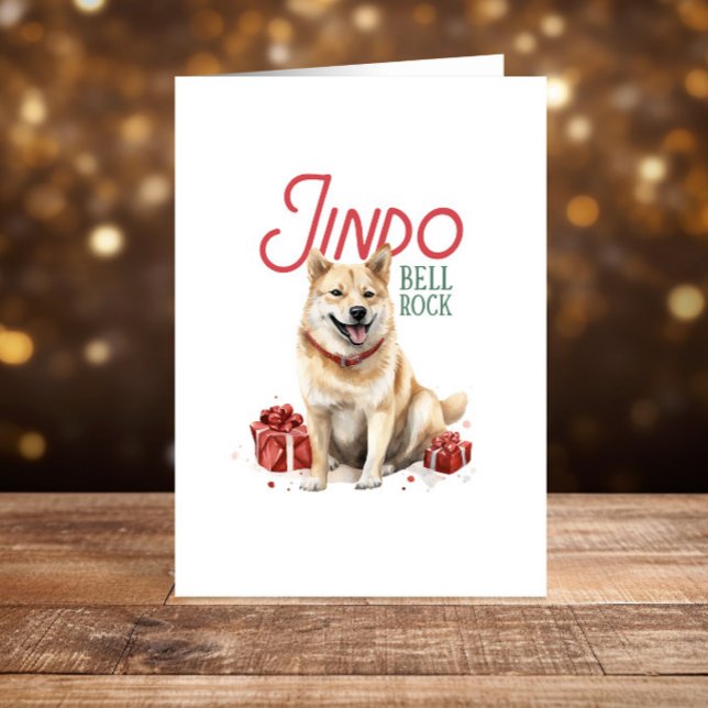 Cartes Pour Fêtes Annuelles Drôle chien Jindo Noël Joyeux Fêtes (Créateur téléchargé)