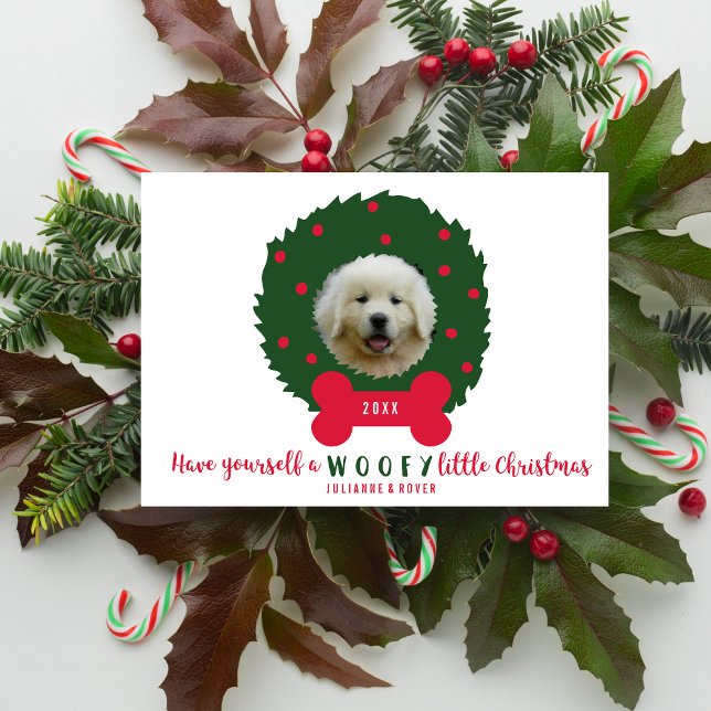 Cartes Pour Fêtes Annuelles Drôle chien Lover's Christmas Wreath Your Dog Phot (Créateur téléchargé)