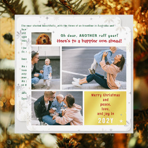 Cartes Pour Fêtes Annuelles Drôle Chien ruff année Paix Amour Joy 4 Photos Gol