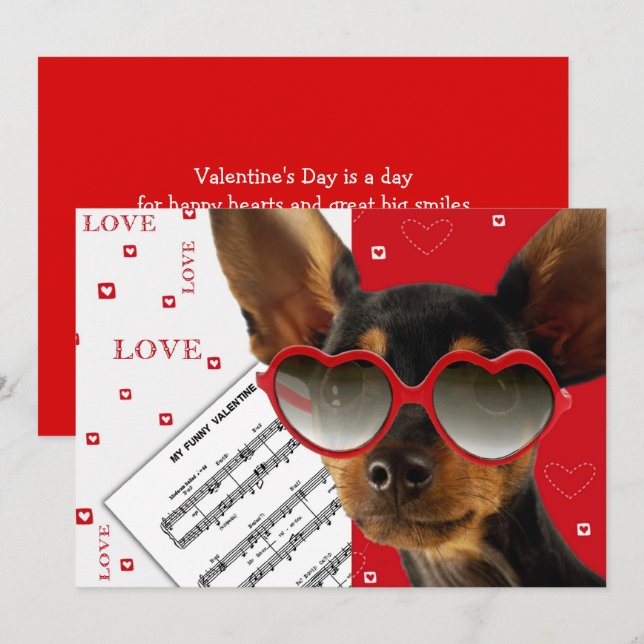 Cartes Pour Fêtes Annuelles Drôle Chien Valentine's Day Apat Card (Devant / Derrière)