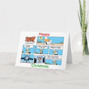 Cartes Pour Fêtes Annuelles Drôle Christmas Fighter Jet Cartoon Card
