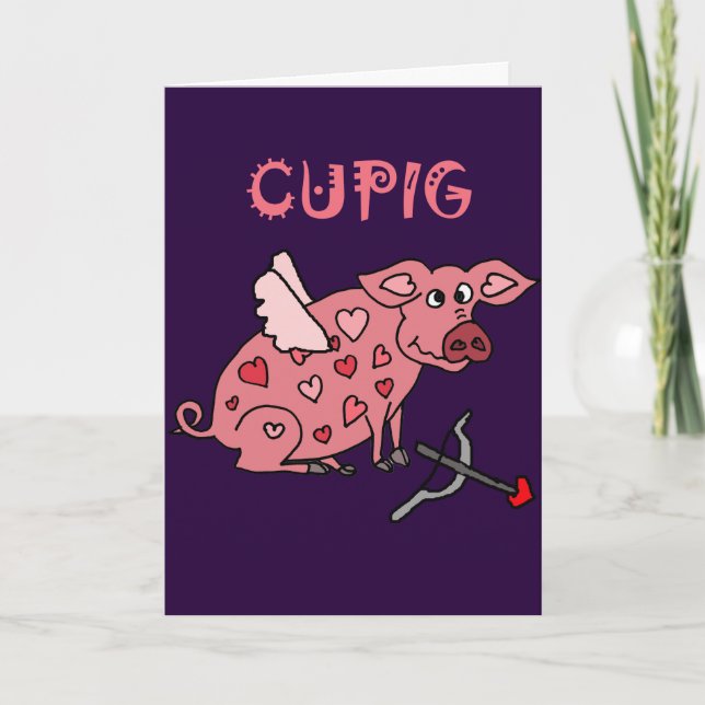 Cartes Pour Fêtes Annuelles Drôle Cochon d'Amour (Devant)