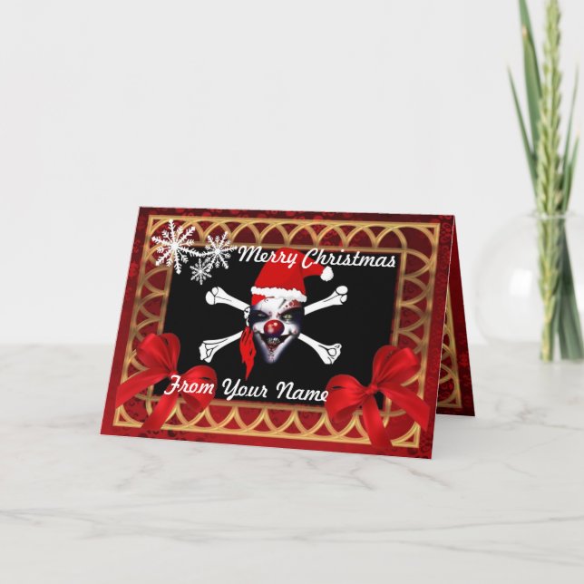 Cartes Pour Fêtes Annuelles Drôle crâne pirate père Noël personnalisées Noël (Devant)