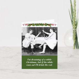 Cartes Pour Fêtes Annuelles Drôle Dames Boire Vin Noël