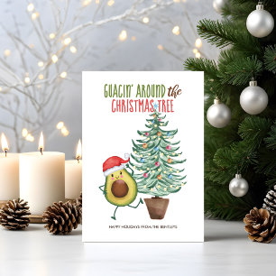 Cartes Pour Fêtes Annuelles Drôle d'avocat de Noël Guacin' autour de l'arbre d