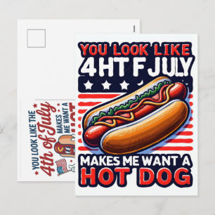 Cartes Pour Fêtes Annuelles Drôle de 4 juillet Hot Dog America Célébration