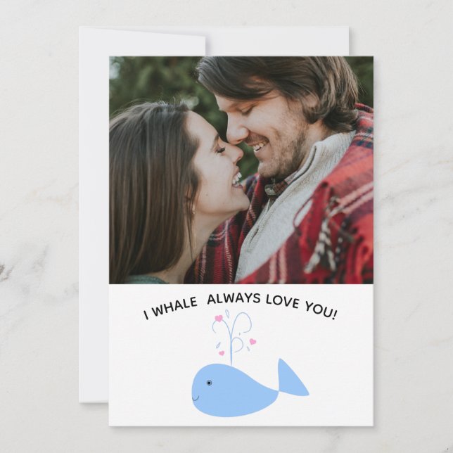 Cartes Pour Fêtes Annuelles drôle de baleine vous aimez la Saint-Valentin/phot (Devant)