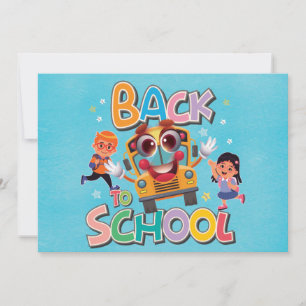 Cartes Pour Fêtes Annuelles Drôle de bus avec des enfants, retour à l'école