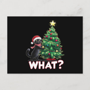 Cartes Pour Fêtes Annuelles Drôle de chat noir à Noël arbre de Noël
