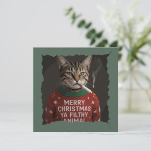 Cartes Pour Fêtes Annuelles Drôle de chat qui fume à Noël Mème sarcastique de 