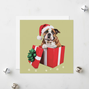 Cartes Pour Fêtes Annuelles Drôle de chien bouledogue anglais arbre lumières d