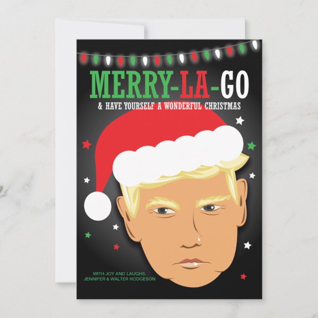 Cartes Pour Fêtes Annuelles Drôle de Joyeux La Go Trump Pun Noël   (Devant)
