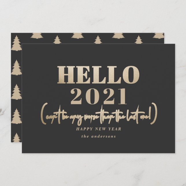 Cartes Pour Fêtes Annuelles Drôle de la typographie moderne bonjour nouvelle a (Devant / Derrière)