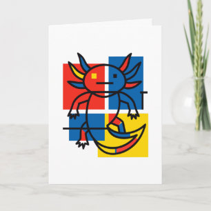 Cartes Pour Fêtes Annuelles Drôle de motif d'art abstrait Axolotl Piet Mondria