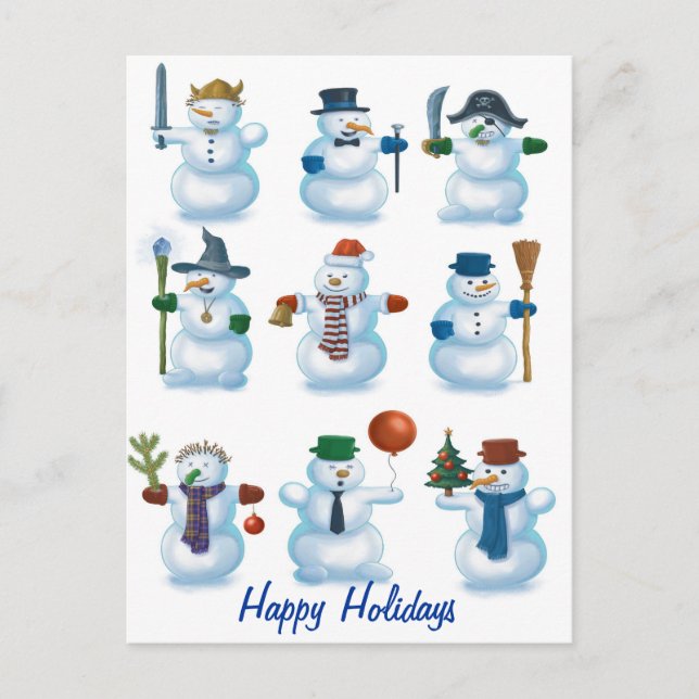 Cartes Pour Fêtes Annuelles drôle de neige (Devant)