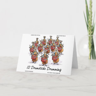 Cartes Pour Fêtes Annuelles Drôle de Noël 12 Baguettes de Tambour Cadeaux et T