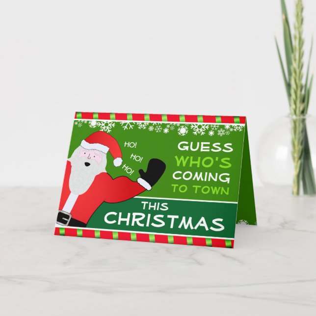 Cartes Pour Fêtes Annuelles Drôle de Noël en rentrant en chantant avec Santa (Devant)