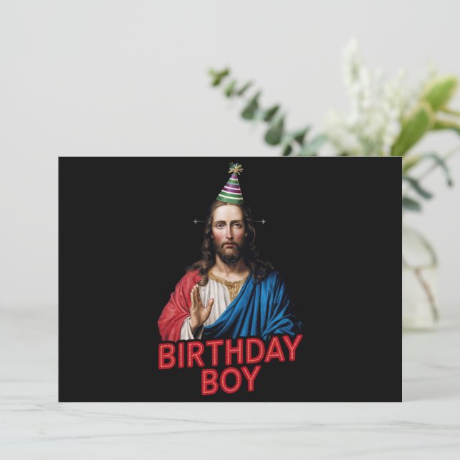 Cartes Pour Fêtes Annuelles Drôle de Noël Jésus garçon d'anniversaire  (Debout devant)