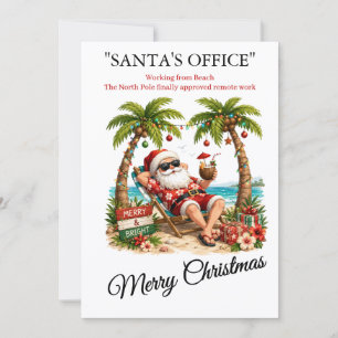 Cartes Pour Fêtes Annuelles Drôle de Noël Tropical Beach Remote Work Père Noël