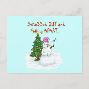 Cartes Pour Fêtes Annuelles Drôle dessin de Noël de dame bonhomme de neige
