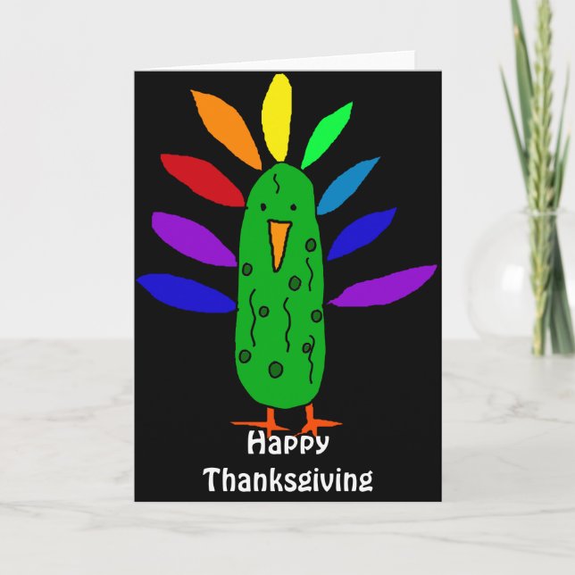 Cartes Pour Fêtes Annuelles Drôle dindon Pickle Thanksgiving Dessin (Devant)