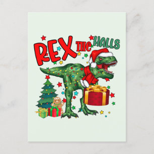 Cartes Pour Fêtes Annuelles Drôle dinosaure rex de Noël