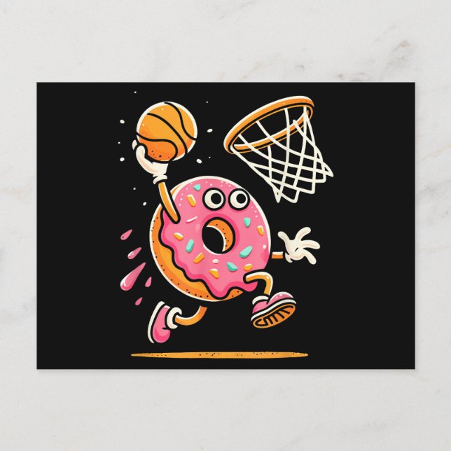 Cartes Pour Fêtes Annuelles Drôle Donut Dunking Basketball Food Champ Sports D (Devant)
