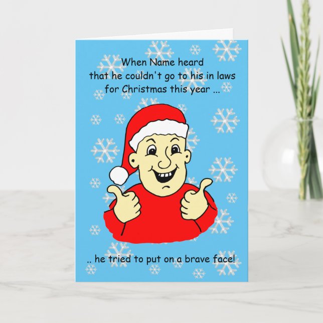 Cartes Pour Fêtes Annuelles Drôle Drôle Cartoon Happy Man Christmas (Devant)