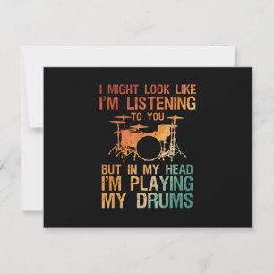 Cartes Pour Fêtes Annuelles Drôle Drummer Art Pour Hommes Femmes Drum Player P