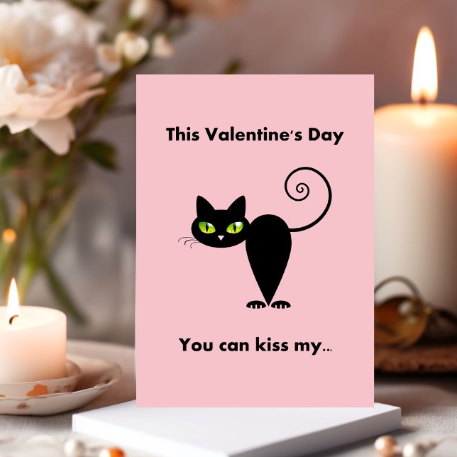 Cartes Pour Fêtes Annuelles Drôle Embrasse Mon Chat Noir Valentine (Créateur téléchargé)