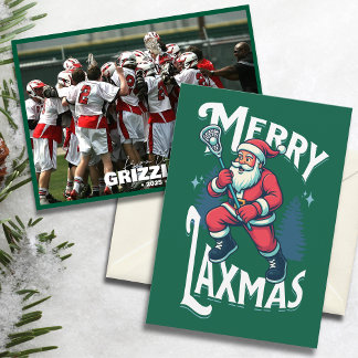 Cartes Pour Fêtes Annuelles Drôle Équipe de Crosse de Laxmas Vert Joyeux Noël
